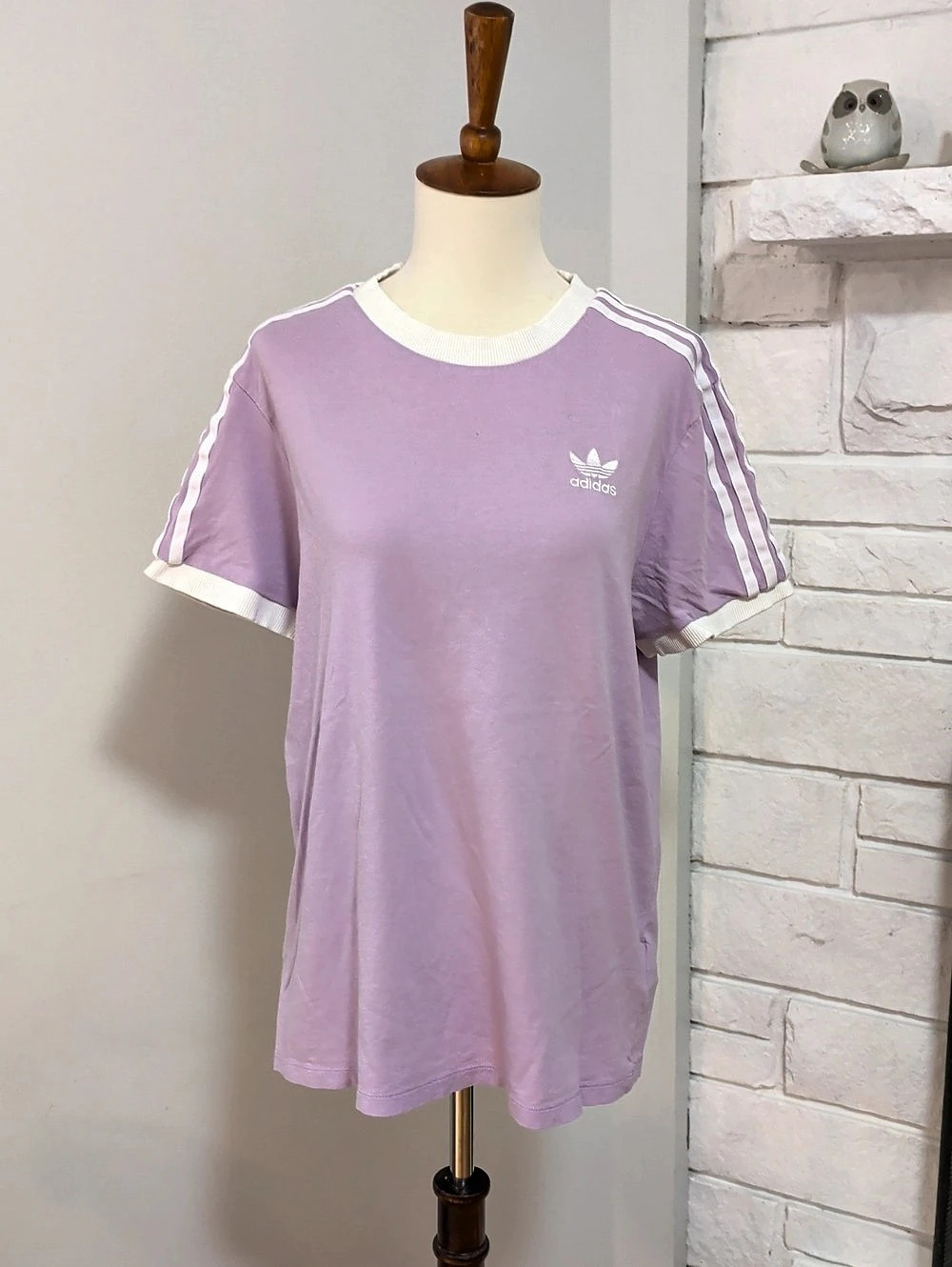 adidas Originals 3-Stripe Ringer T-Shirt Purple & White Small